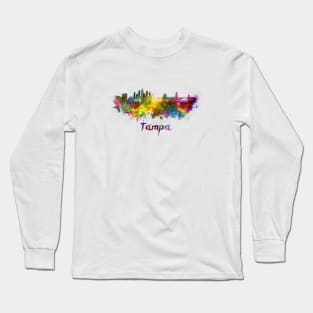 Tampa skyline in watercolor Long Sleeve T-Shirt